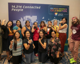 A group photo of the members of the Native American Women in Computing community